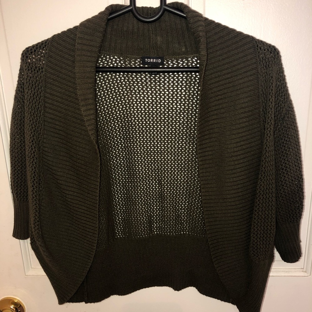 TORRID green short sleeved cardigan